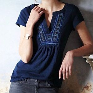 Meadow Rue Anthropologie Beaded Yolk Shirt